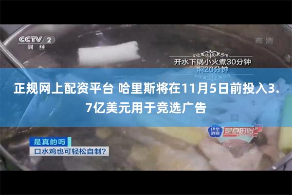 正规网上配资平台 哈里斯将在11月5日前投入3.7亿美元用于竞选广告